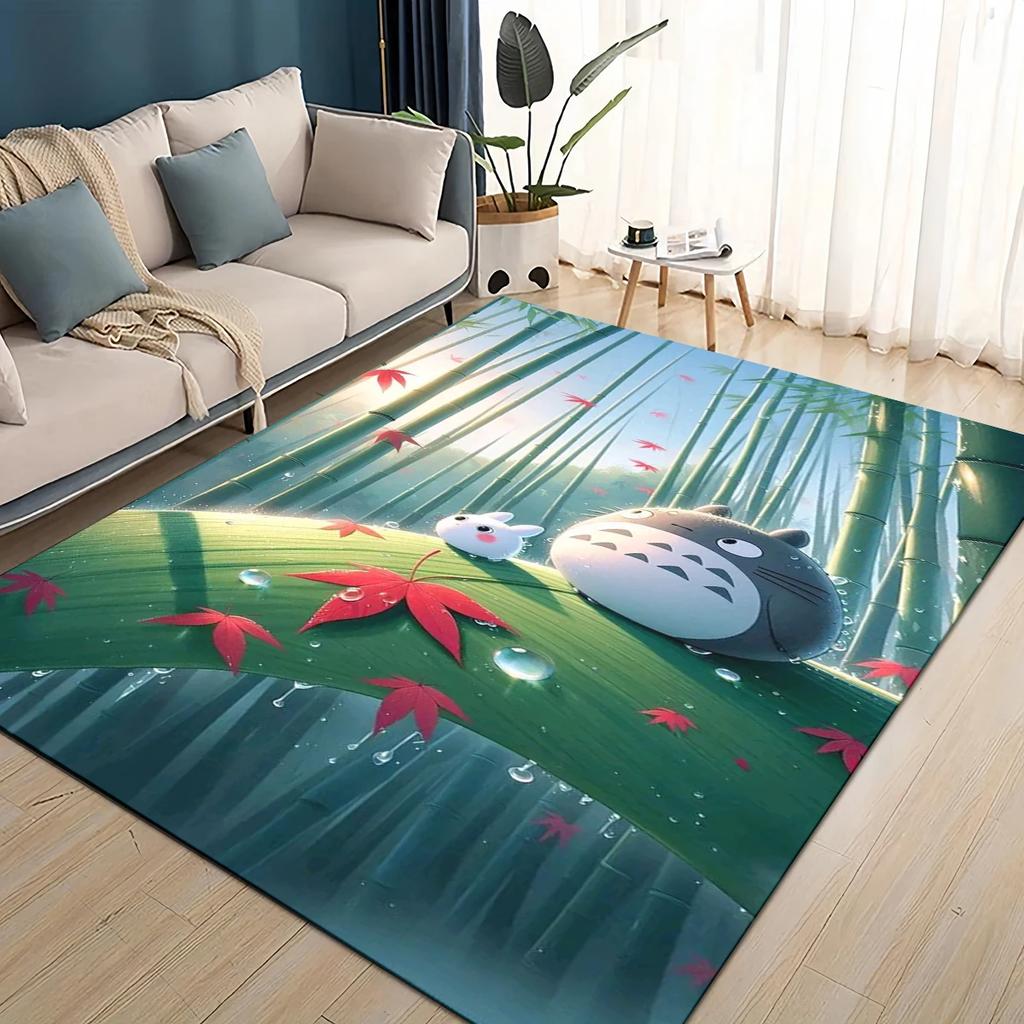 3D T-Totoros Cartoon Area Rug,Carpet Rug for Living Room Children's Bedroom Sofa Doormat Decor,kids Play Non-slip Floor Mat
