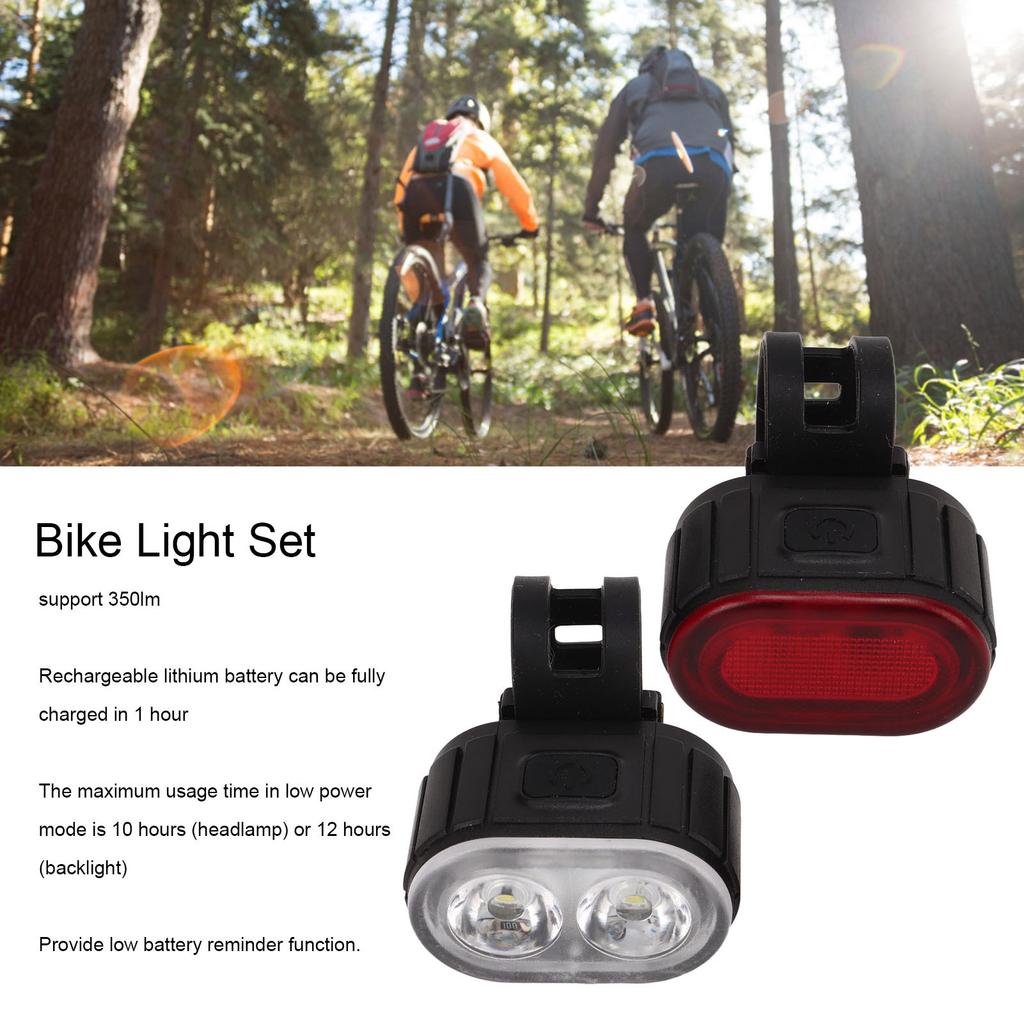 Zestaw lampek rowerowych USB do ładowania 350Lm Wodoodporny IPX5 Lekki Przenośny Przednia lampka rowerowa Tylna lampka do jazdy nocnej