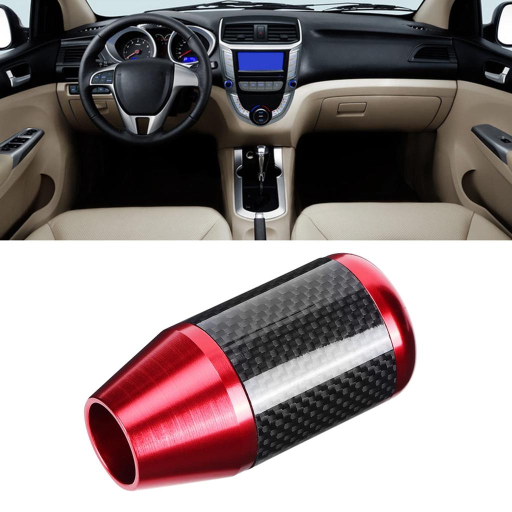 Shift Knob Car Shift Knob Head Shift Knob Universal Carbon Fiber Auto Wave Stick Replacement Accessory Iron Head, (Red)