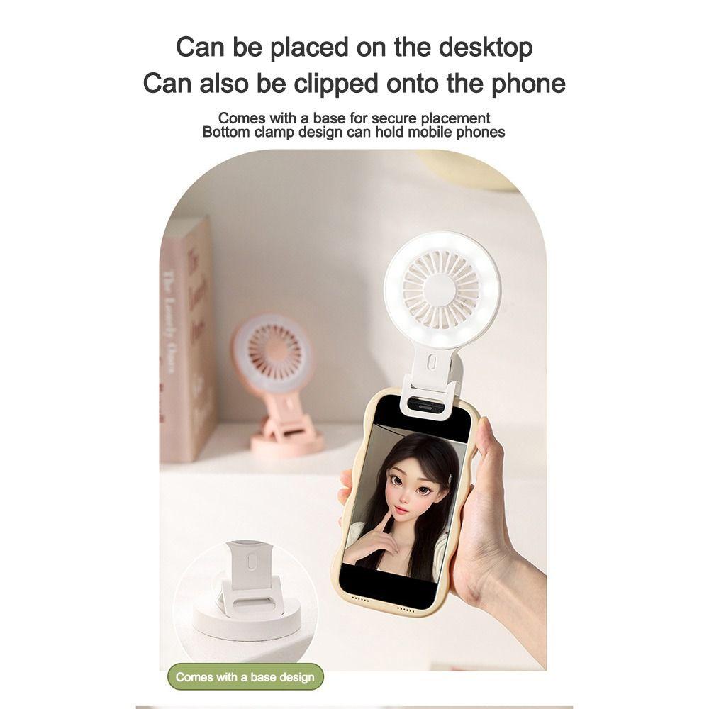 Mini Mobile Fill Light Fan Ultra-Quiet Makeup Facial Beauty Lamp Creative Fan