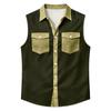 Men's Workwear Lapel Button-Down Vest Shirt - Lightweight Sleeveless Top