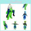 Costume d'Alien Gonflable pour Halloween avec un Design de Personnage de Dessin Animé Drôle de Couleur Verte
