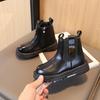 Fashion Boy Girl Short Boots Non-Slip British Style Boots Children's Side Zipper Design Single Boots Leather Boots Anti-skid