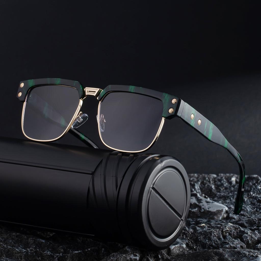 New European and American box polarized sunglasses for men driving personalized retro advanced sunscreen sunglasses for men