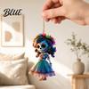 Lightweight Wood Halloween Decoration 2D of Dead The Ornament Day Hanging Skeleton Flat Wooden Embroidered Skirt Figure with Dress