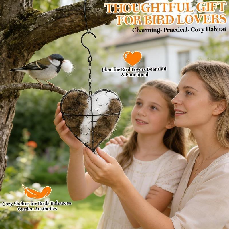 1PC Bird Nesting Heart Outdoor Yard Art