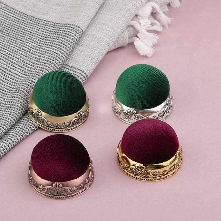 Cute Ball Shaped Needle Pin Cushion with Metal Base DIY Sewing Handcraft Tool