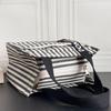 Striped Canvas Tote Bag with Zippered Outer Pocket – Versatile, Large-Capacity Bag for Women As Lunch, Mummy, or Work Bag