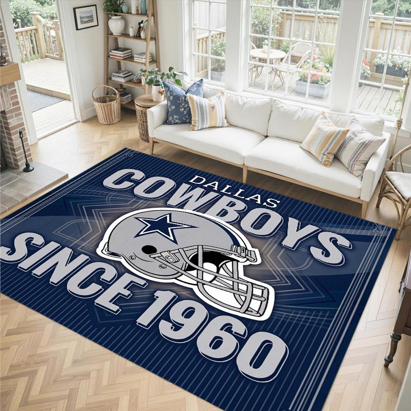 Tappeto in velluto di cristallo design Dallas Cowboys Accogliente Non?Tappeto Stampato Antiscivolo per Camera da Letto Soggiorno Ingresso