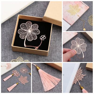 New Apricot Book Holder Tassel Chinese Style Leaf Metal Bookmark
