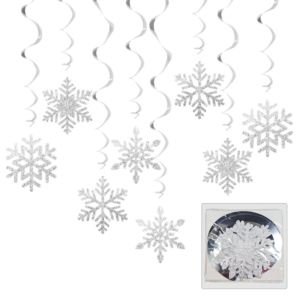 8pcs Ceiling Streamers Snowflake Hanging Ornament Swirl Spirals Hanging Accent  Christmas Tree