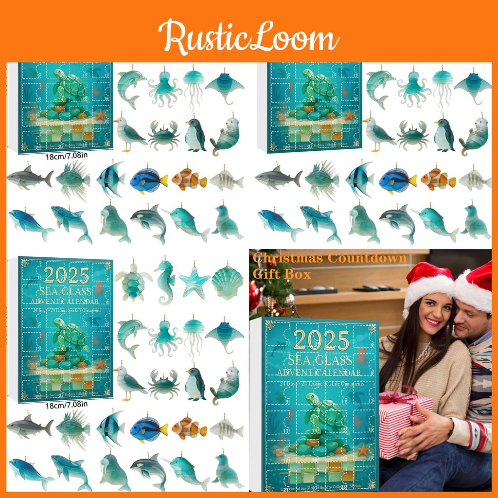 Marine Life Advent Calendar With Animal Acrylic Hanging Ornaments For Christmas Gift Exchange