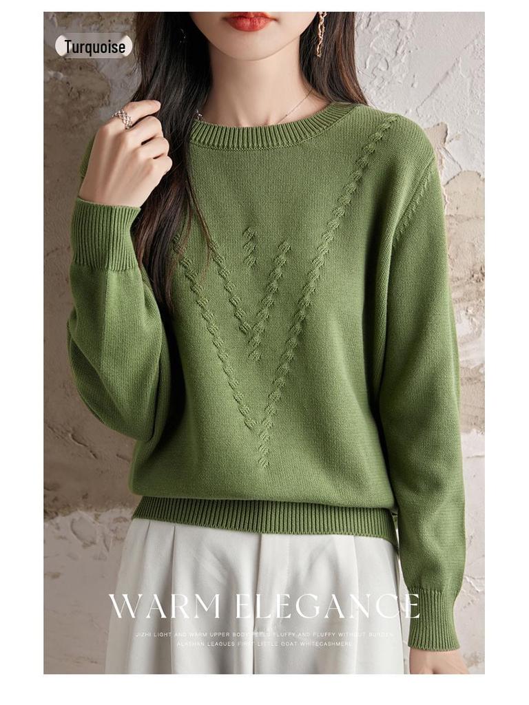 Dámský nadměrný bavlněný svetr z těžké pleteniny jednobarevný - Podzimní/zimní kolekce