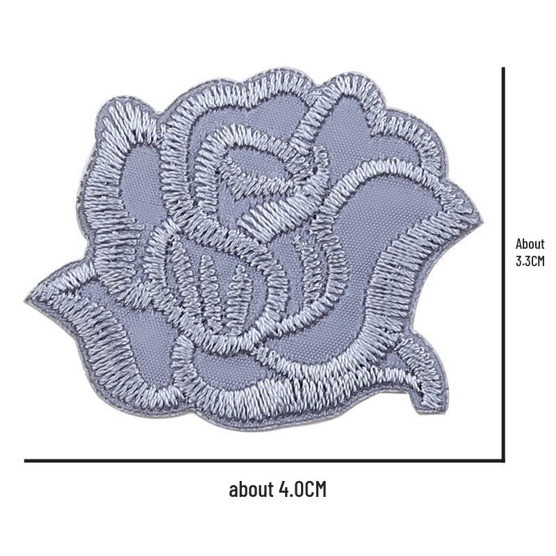 Self-Adhesive Small Embroidered Rose Patch - Fabric Jacket Label & Journal Decoration