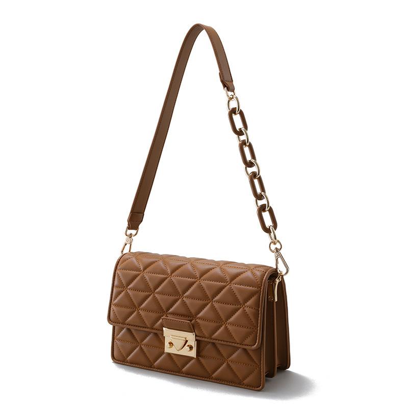 New Niche High-end Leather Small Fragrant Wind Rhombus Chain Underarm Small Square Bag Single Shoulder Messenger Bag Women's Bag