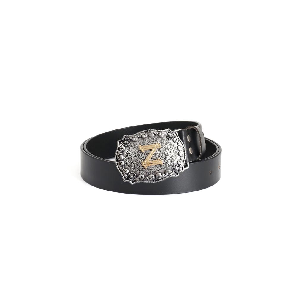 Z Letter Belt Men's Smooth Buckle Pure Cowhide Personalized Youth Jeans Belt Men's Belt
