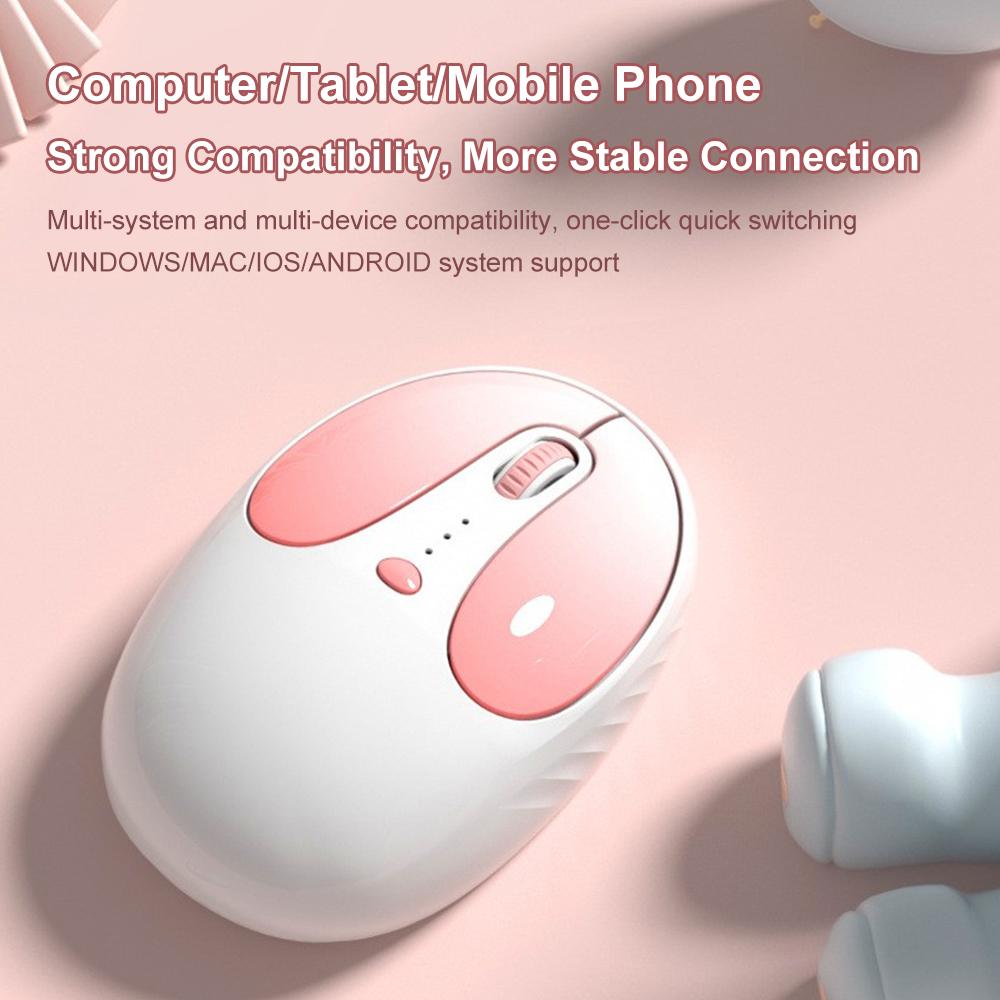 Dual-Mode Wireless Mäuse 2.4G+BT Leise Computermäuse mit Leistungsanzeige Tragbare USB Kabellose Stille