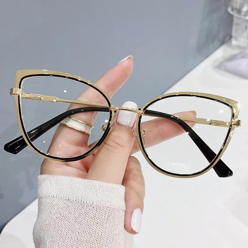 New Trend Cat Eye Glasses Frame Women Luxury Designer Fashion Anti Blue Light Blocking Retro Eyeglasses for Ladies Optical Frame