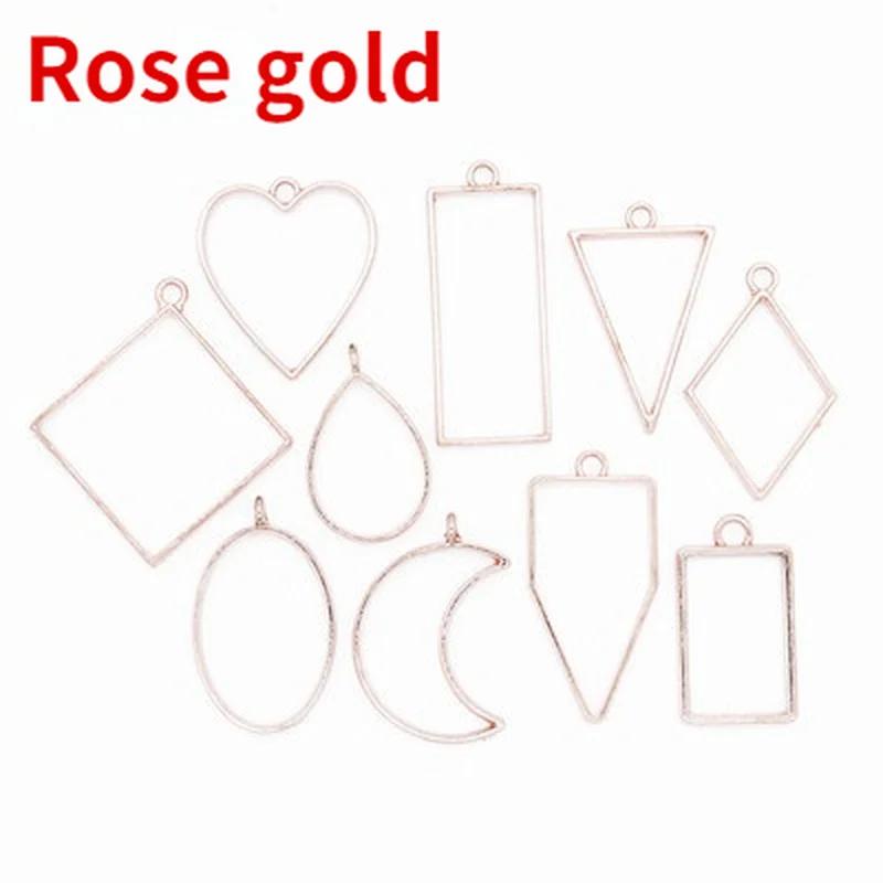 

Набор из 10 шт./компл. Геометрические металлические подвески-рамки Набор для самостоятельного изготовления подвесок Эпоксидная УФ-кристаллическая форма для ювелирных изделий, ожерелий