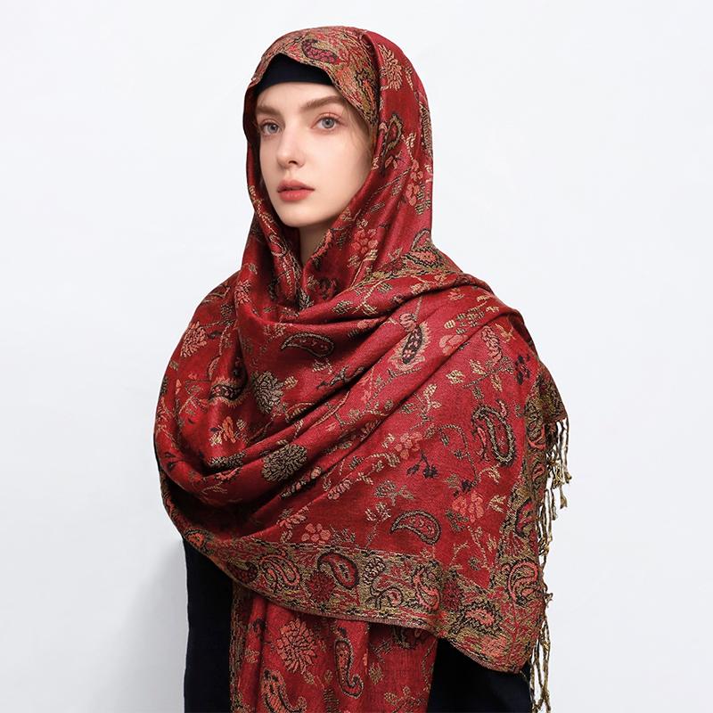 Foulard Paisley Imprime Design Hijabs Pour Femme Cachemire Pashmina Chale Dame Enveloppement Chaud Hiver Foulards Femme