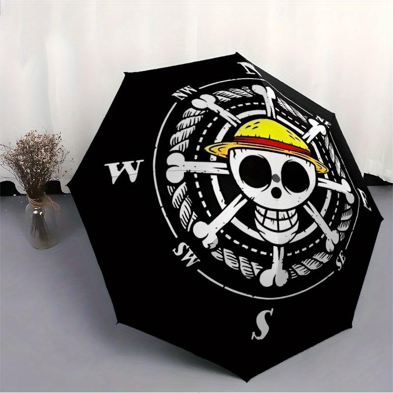 One Piece Piraten Kompass Automatischer Faltregenschirm, Selbstöffnend/Schließend, Langlebiger Winddichter Reiseschirm für Outdoor-Abenteuer a0826053