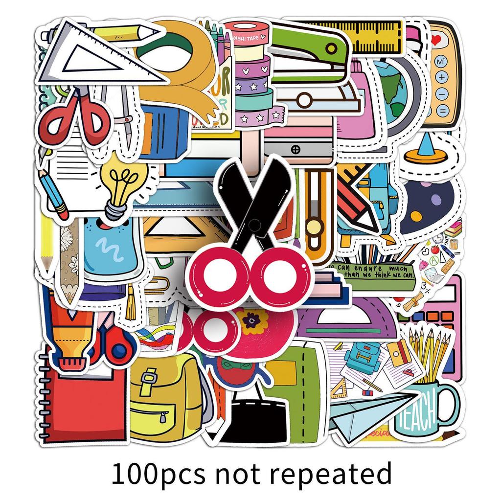 Cartoon Ruler Q Version Waterproof Journal Stickers - 100 Sheets Stationery Set, Creative INS Style