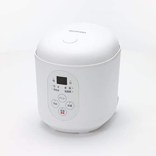 Iris Ohyama Rice Cooker, Small 0.5~1.5 Cups, For Living Alone, For 1 Person, Wash-Free Rice, White Rice, Quick Cooking, Barley Rice RC-MF15-W White