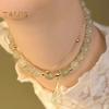 Women Bracelet Faux Jade Smooth Bead Leaf Pendant Double-layered Adjustable Length Rhinestone Lady Bangle Prom Daily Wrist Jewelry