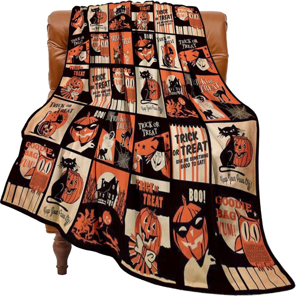 Halloween jigsaw puzzle Printed Blanket for Sofa Travel Camping Living Room Office Conditioning Blanket for All Seasons Gifts