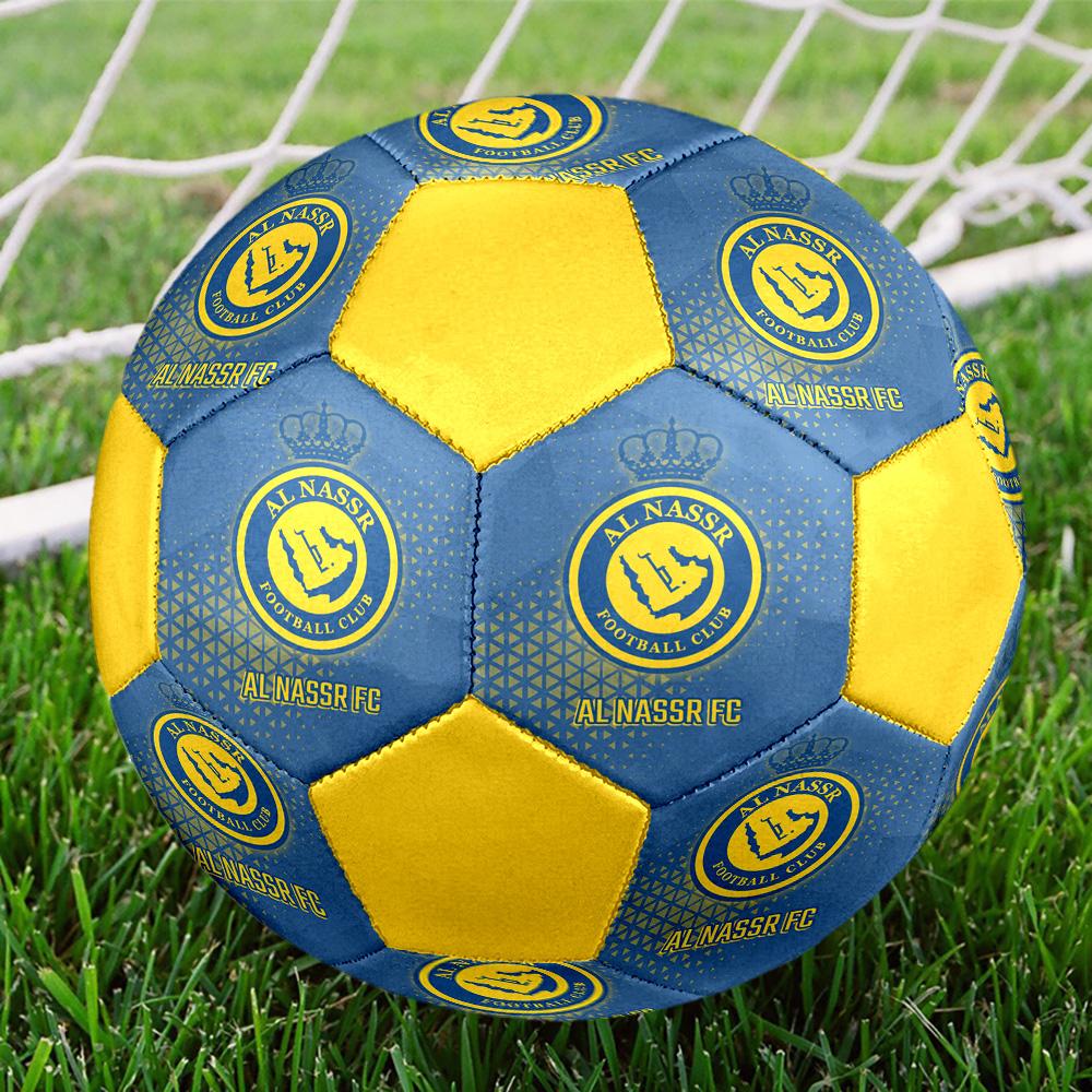 Pallone da Calcio Indoor Al Nassr FC Colorato Per Tutte le Età Taglia 5 Cucito a Macchina PVC Pronto per la Competizione Resistente Alta Rimbalzabilità