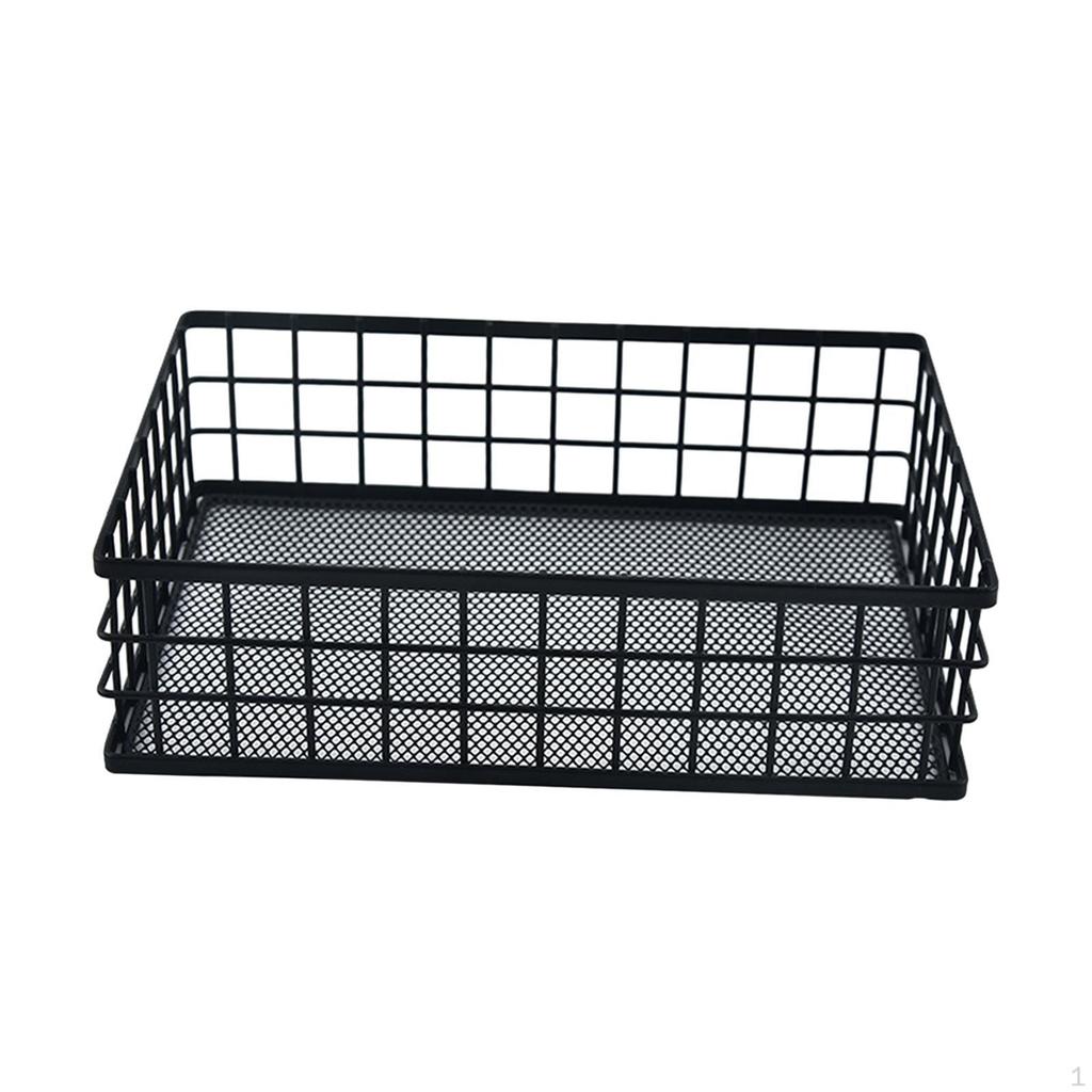 Desktop Iron Storage Basket, Metal Wire Fruit Basket,Multi Purpose for