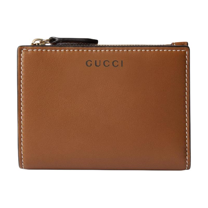 Gucci GG Emblem Logo Embossed Details Leather Wallet Medium Women's Brown