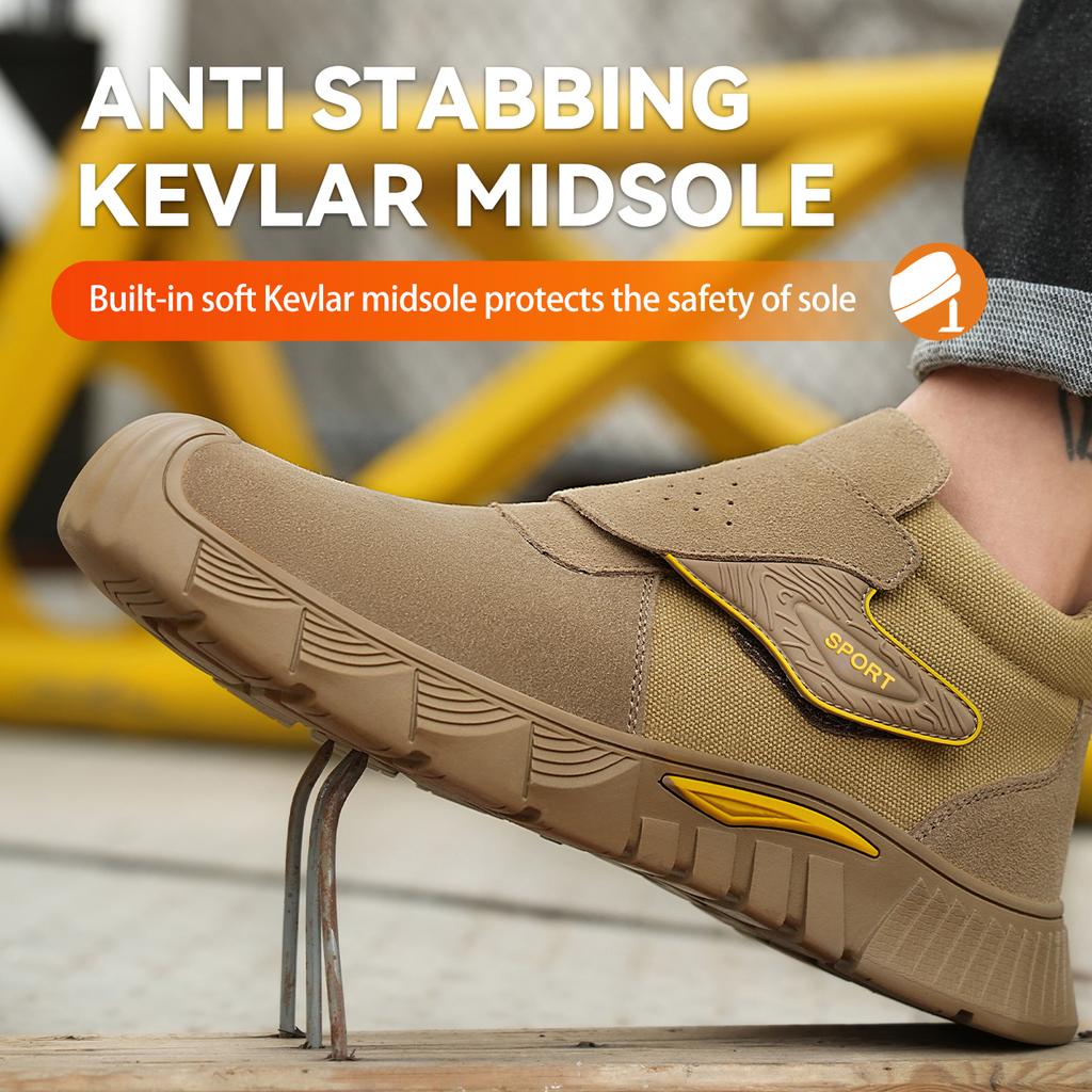 Men's Safety Shoes Anti-Puncture Reinforced Sole Steel Toe Men's Work Shoes Lightweight Slip Resistant Shoes Men's Boots