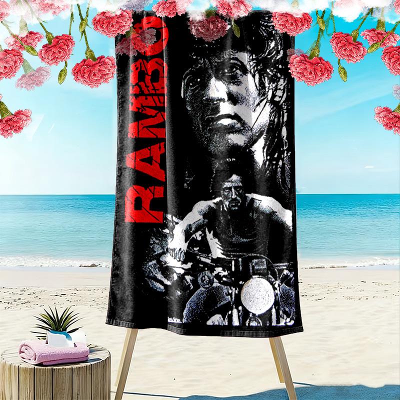 Rambo Print Beach Towel, Large Soft Quick Dry Towel for Beach Camping Swimming