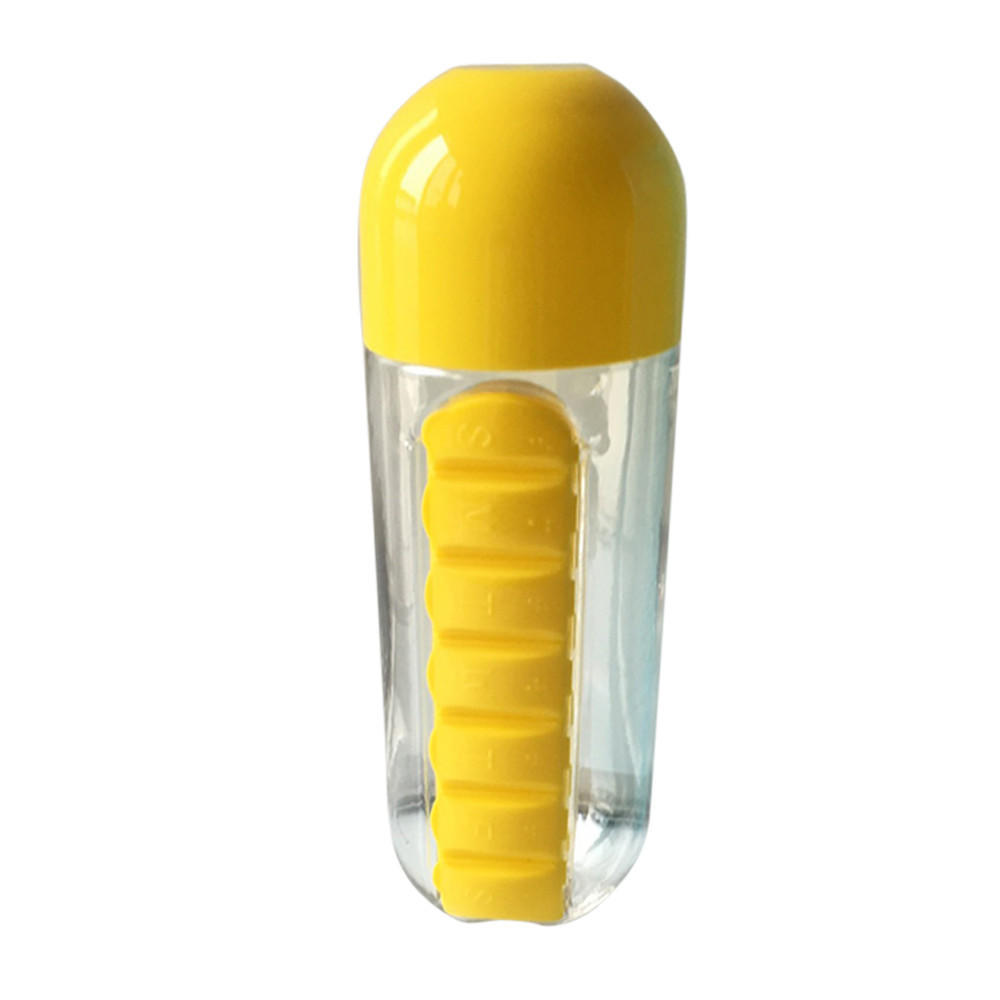 600ml Sport Water Bottle With Built-in Daily 7 Daily  Box Organizer