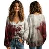 Women's V-Neck Halloween Fall Top for Seasonal Celebrations Comfortable Everyday Shirt