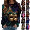 Women's Fashion Casual Long Sleeved Print Round Neck Sweater Top