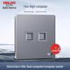 DELIXI 16A Wall Switch Socket for Air Conditioner & Computer, Household Panel, 86 Type, Starry Sky Gray.