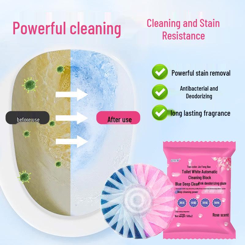 Dual-Color Blue Bubble Toilet Bowl Cleaner, Rose Scent, Quick Dissolving, Long-Lasting Fragrance