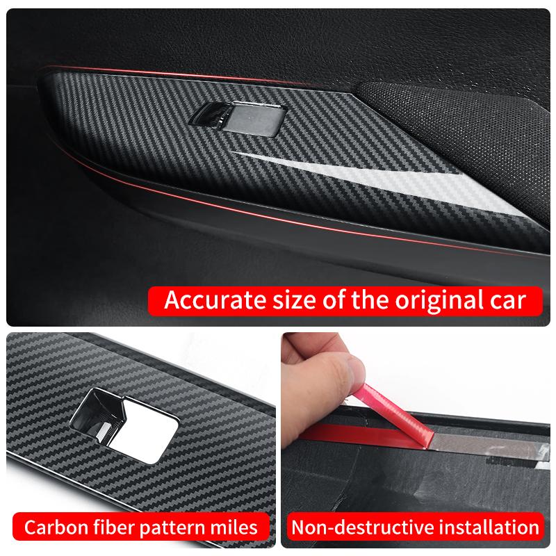 For Toyota Hilux Pickup Truck 2026 2016 Car Window Switch Panel Cover Trim Carbon Fiber Pattern Interior Decoration Accessories