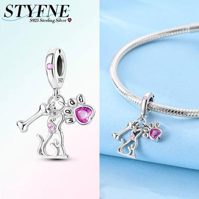 Authentic Charm Bead Charms Copper Puppy Paw Print Bone Pendants Compatible With Charm Bead Charms Plata Bracelets for Women Jewellery Making Diy Fine