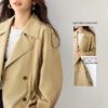 Elegant British Style Waist-Cinching Short Trench Coat