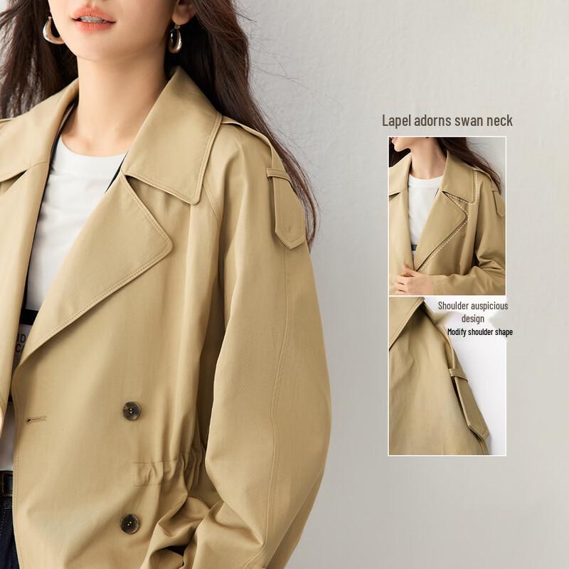 Elegant British Style Waist-Cinching Short Trench Coat