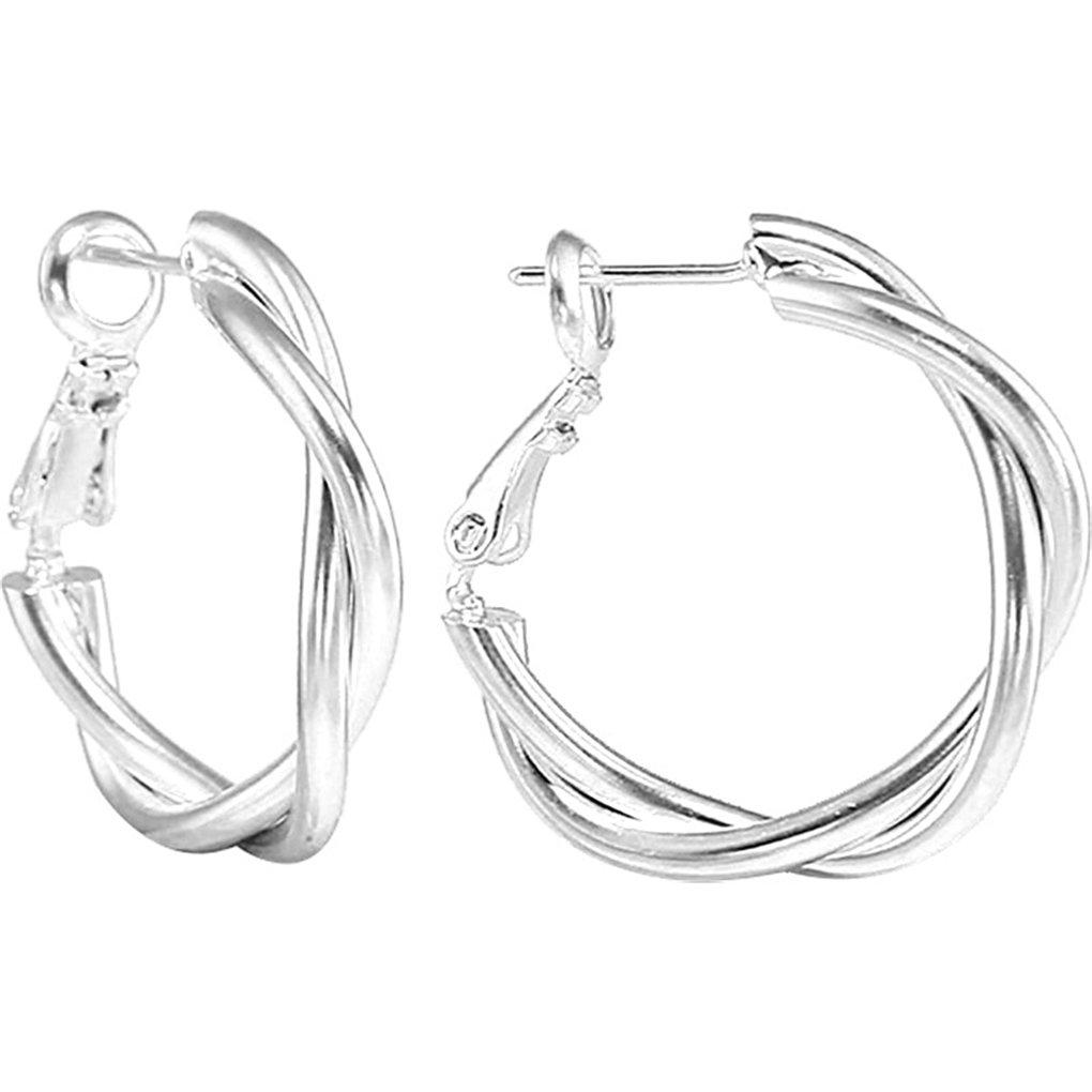 Hoop Earrings Women Fashion Plating Alloy Golden Silver Round Ear Stud Party Jewelry Gift