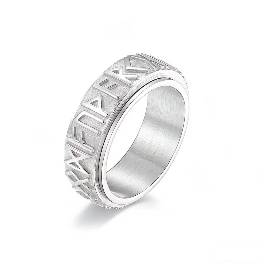 Rotatable Viking-style stainless steel ring - a vintage-style rotating accessory for hands