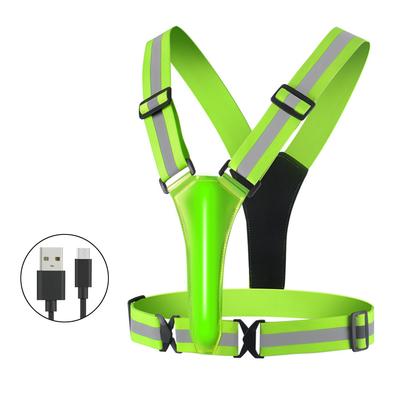 USB Rechargeable LED Reflective Vest Adjustable Waist/Shoulder for Women Men Kid