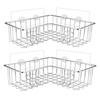 Adhesive Eco-Friendly Dual Tier Stainless Steel Bathtub Caddy Wall Mounted No Drill Bathroom Basket Storage Shower Shelf Corner