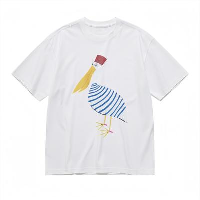 Herren Weiches Atmungsaktives Ganzjahres Klassisches T-Shirt Gestreifter Vogel mit rotem Schopf T-Shirt