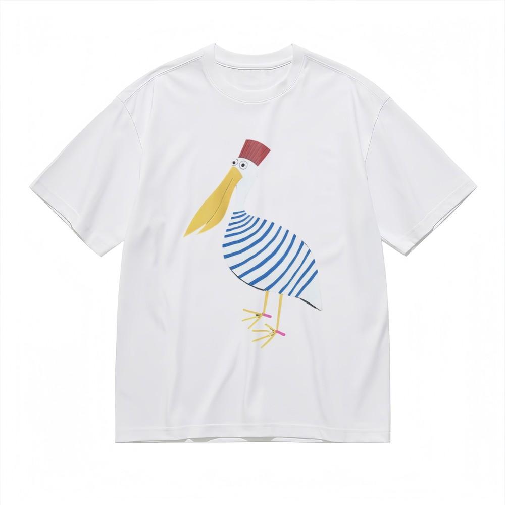 

Men s Soft Breathable All Season Classic T-Shirt Striped Bird With Red Crest Tee S