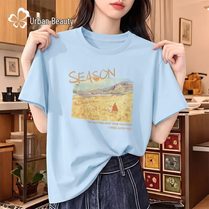 Women s Pure Cotton Loose-Fit Graphic T-Shirt S
